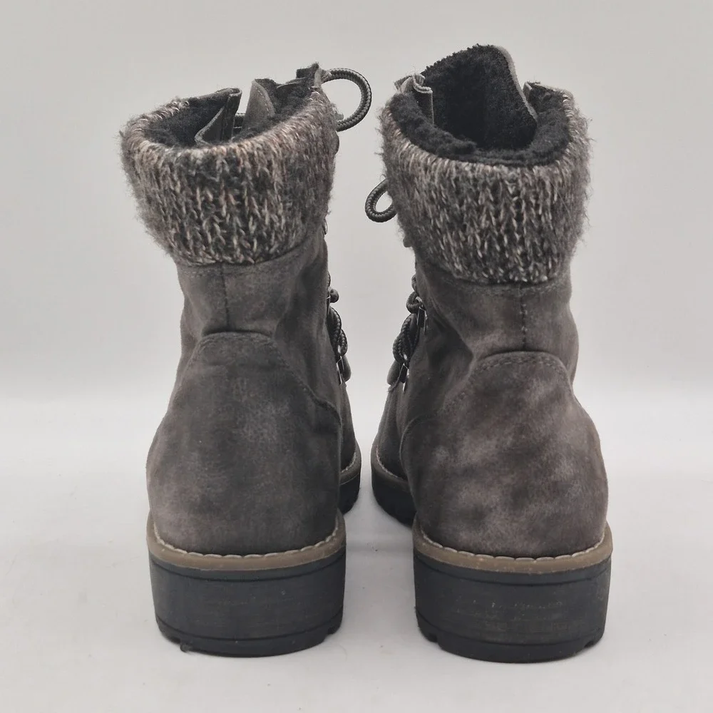 Mukluks Boots Womens Size 9 Gray Faux Suede Ankle Lace Up Faux‎ Fur Winter